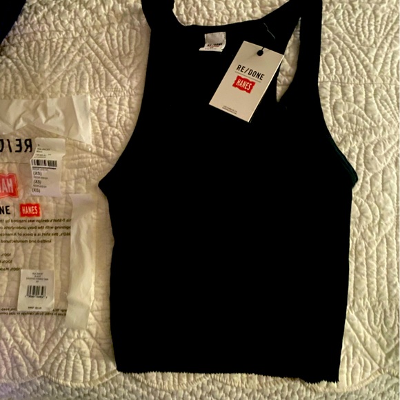 Re/Done X Hanes Crop Tank, made in USA, black, XS - Picture 10 of 15